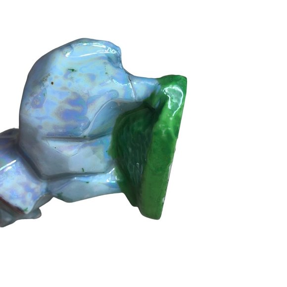 Vintage Lusterware Ceramic Elephant Figurine Pincushion Trunk Up - Picture 6 of 7